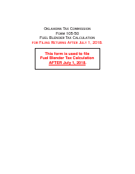 OTC Form DST-220 (105-50) Fuel Blender Tax Calculation - Oklahoma