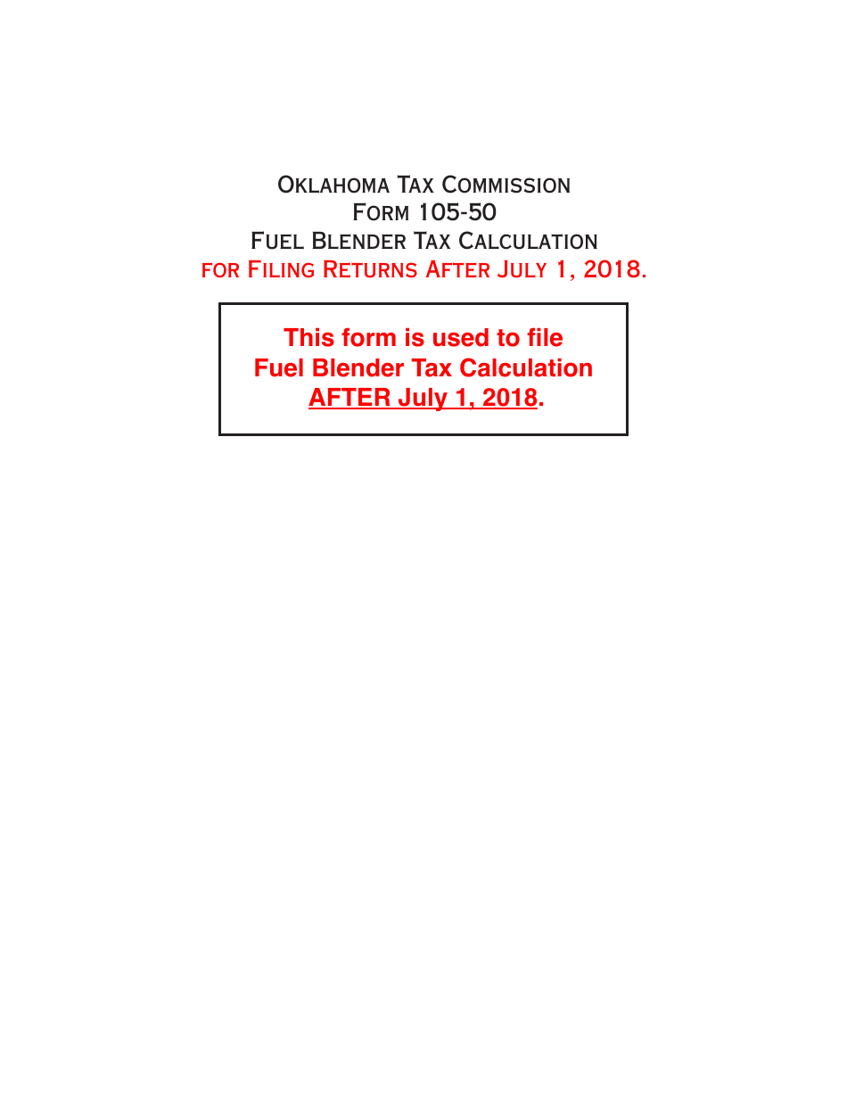 OTC Form DST-220 (105-50) Fuel Blender Tax Calculation - Oklahoma, Page 1