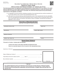 Document preview: OTC Form 701-45 Manufactured Home Application for Reinstatement of Cancelled Title - Oklahoma