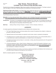 OTC Form 792-2b New Travel Trailer Dealer License Plate Application - Oklahoma, Page 2