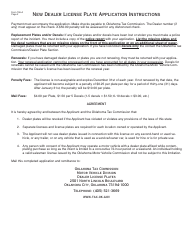 OTC Form 796-A New Dealer License Plate Application - Oklahoma, Page 2