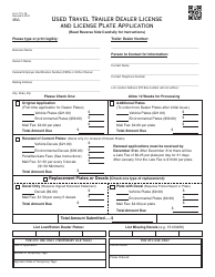 OTC Form 791-1B Used Travel Trailer Dealer License and License Plate Application - Oklahoma