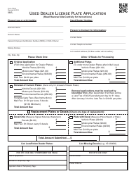 OTC Form 795-a Used Dealer License Plate Application - Oklahoma