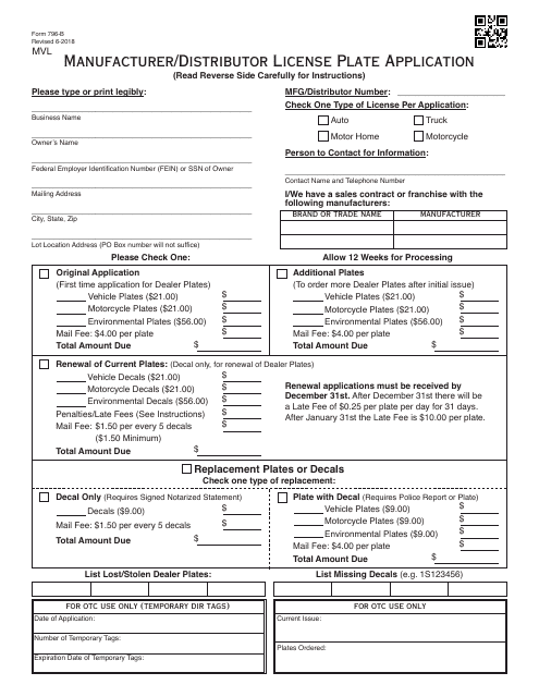 OTC Form 796-b  Printable Pdf