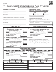 OTC Form 796-b Manufacturer/Distributor License Plate Application - Oklahoma