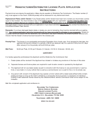 OTC Form 796-b Manufacturer/Distributor License Plate Application - Oklahoma, Page 2