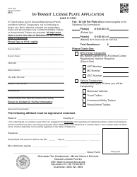 OTC Form 782 In-transit License Plate Application - Oklahoma