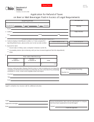 Document preview: Form ALC81 Application for Refund of Taxes on Beer or Malt Beverages Paid in Excess of Legal Requirements - Ohio