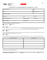 Document preview: Form CIG01 Application for Cigarette Manufacturer/Importer License - Ohio