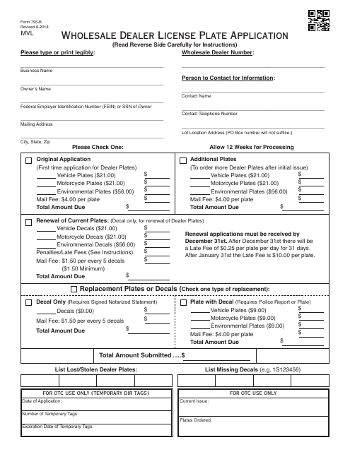 OTC Form 795-b  Printable Pdf