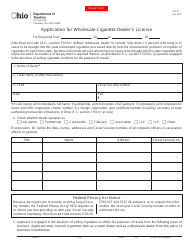 Document preview: Form CIG41 Application for Wholesale Cigarette Dealer's License - Ohio