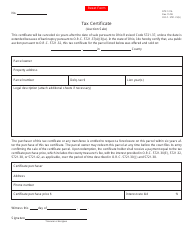 Form DTE121A Tax Certificate (Auction Sale) - Ohio