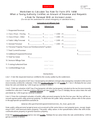 Form DTE140M-W3 Worksheet to Calculate Tax Rate for Form Dte 140m When a Taxing Authority Certifies an Amount of Revenue and Requests a Rate for Renewal With an Increase Levies - Ohio