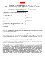 Form DTE140M-W4 Worksheet to Calculate Tax Rate for Form Dte 140m When a Taxing Authority Certifies an Amount of Revenue and Requests a Rate for All School Emergency Levies - Ohio