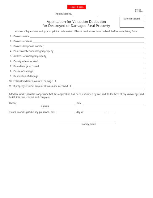 Form DTE26  Printable Pdf
