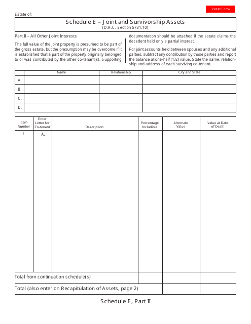 Form ET2 Schedule E  Printable Pdf