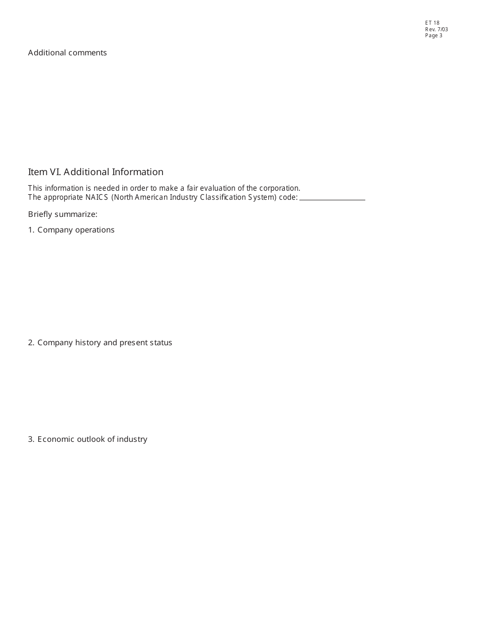 Form ET18 Close Corporation Valuation Form - Ohio, Page 3