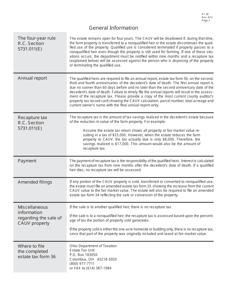 Form ET36 Download Fillable PDF or Fill Online Qualified Farm Property
