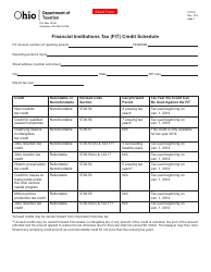 Form FIT CS Financial Institutions Tax (Fit) Credit Schedule - Ohio