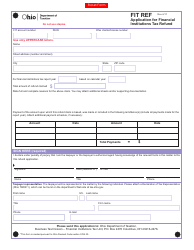 Document preview: Form FIT REF Application for Financial Institutions Tax Refund - Ohio