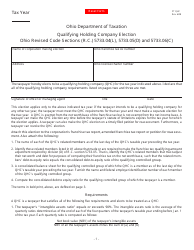 Form FT QHC Qualifying Holding Company Election - Ohio Revised Code Sections (R.c.) 5733.04(L), 5733.05(D) and 5733.06(C) - Ohio