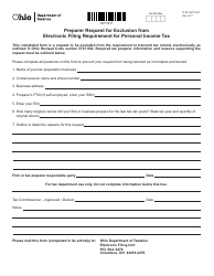 Document preview: Form IT EF OPT OUT Preparer Request for Exclusion From Electronic Filing Requirement for Personal Income Tax - Ohio