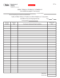 Form OTP14 Other Tobacco Products Schedule H - Sales of Other Tobacco Products to Other Retailers or Consumers (On Which You Are Paying the Tax) - Ohio