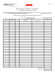 Form OTP5 &quot;Other Tobacco Products Schedule C&quot; - Ohio