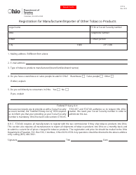 Form OTP-8 &quot;Registration for Manufacturer/Importer of Other Tobacco Products&quot; - Ohio