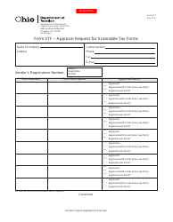 Document preview: Form STF Approval Request for Scannable Tax Forms - Ohio