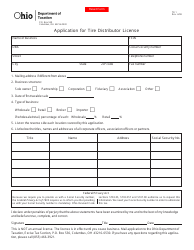 Form TR1 Application for Tire Distributor License - Ohio