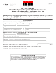 Document preview: Form IT/SD2210 Interest Penalty on Underpayment of Ohio Individual Income, School District Income and Pass-Through Entity Tax - Ohio