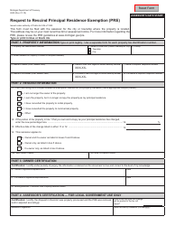Document preview: Form 2602 Request to Rescind Principal Residence Exemption (Pre) - Michigan