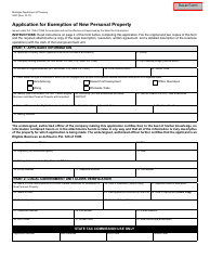 Document preview: Form 3427 Application for Exemption of New Personal Property - Michigan