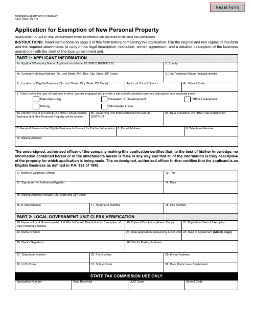 Form 3427  Printable Pdf