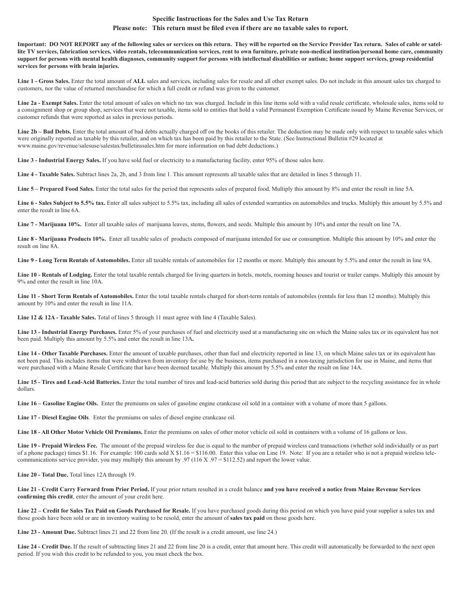 Form ST-7 Sales and Use Tax Return - Maine, Page 3