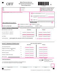 Form OFF-1 Off Highway Refund Application - Special Fuel and Gasoline Tax - Maine