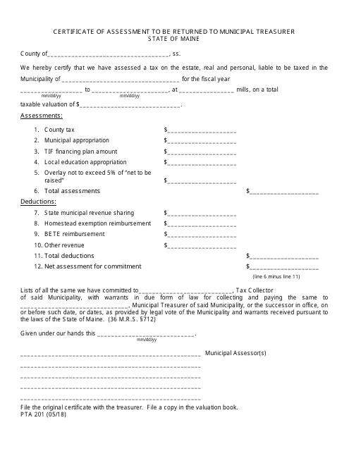 Form PTA201  Printable Pdf