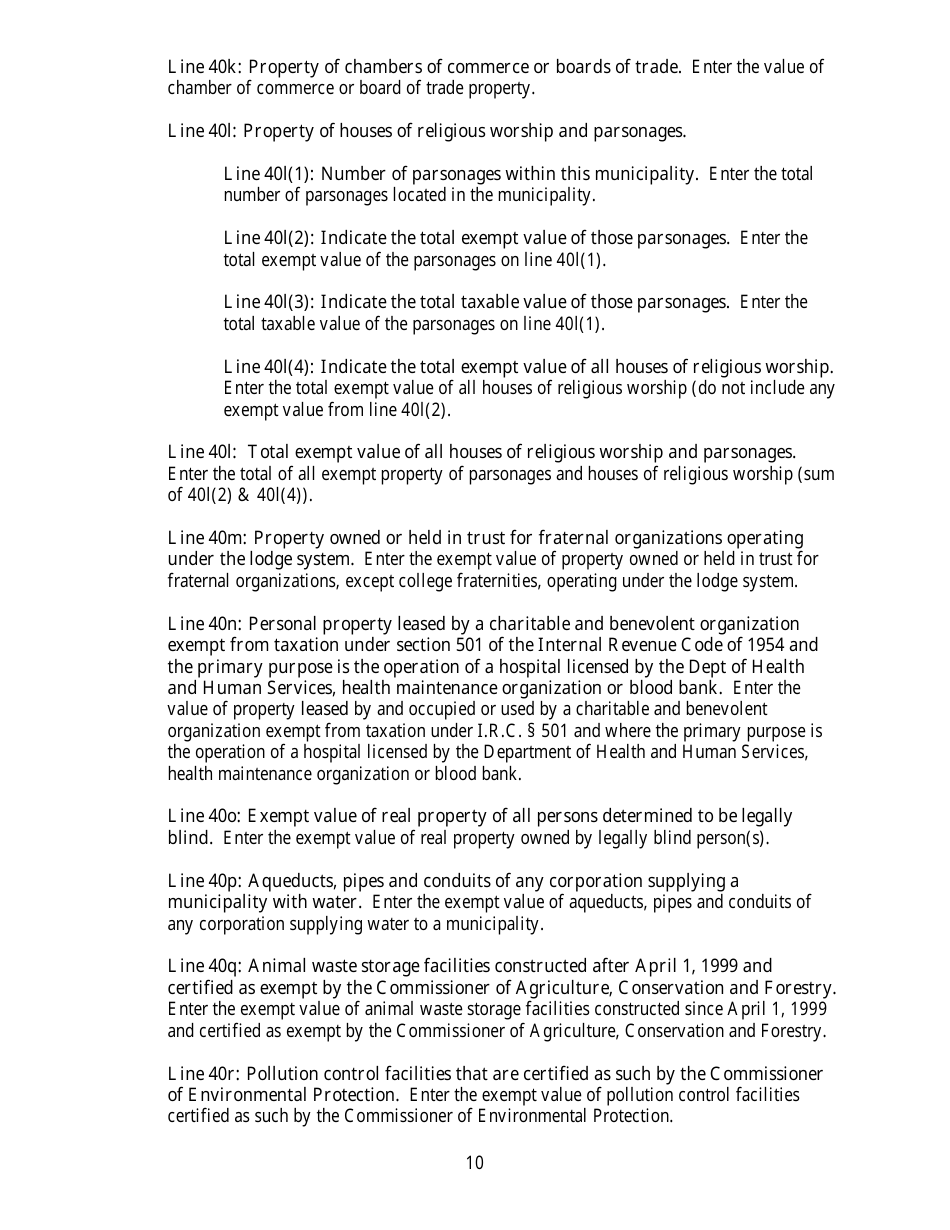 Instructions for Municipal Valuation Return - Maine, Page 10