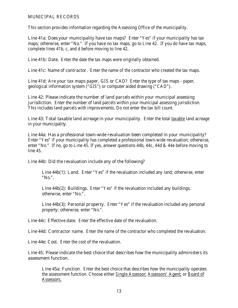 Instructions for Municipal Valuation Return - Maine, Page 13