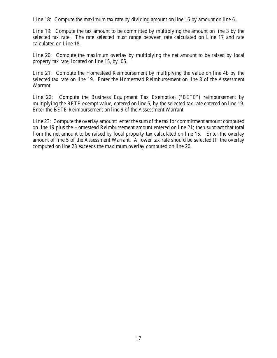 Instructions for Municipal Valuation Return - Maine, Page 17