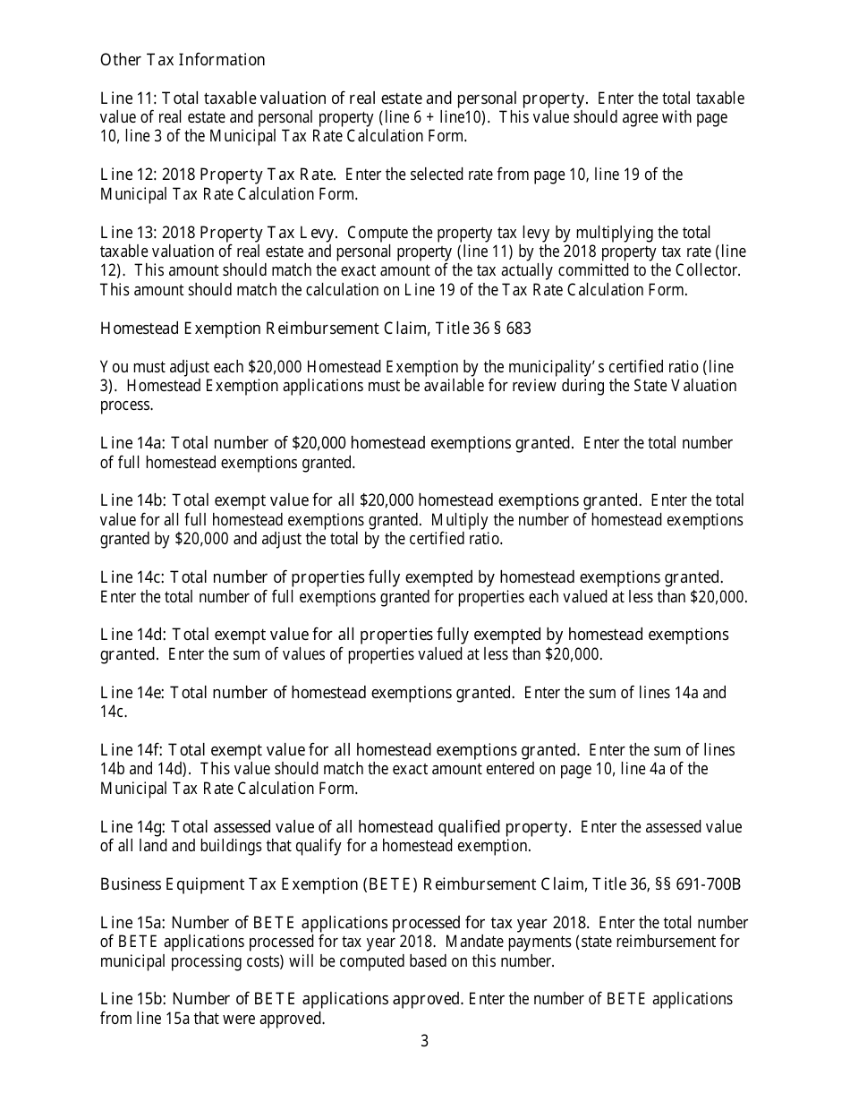 Instructions for Municipal Valuation Return - Maine, Page 3