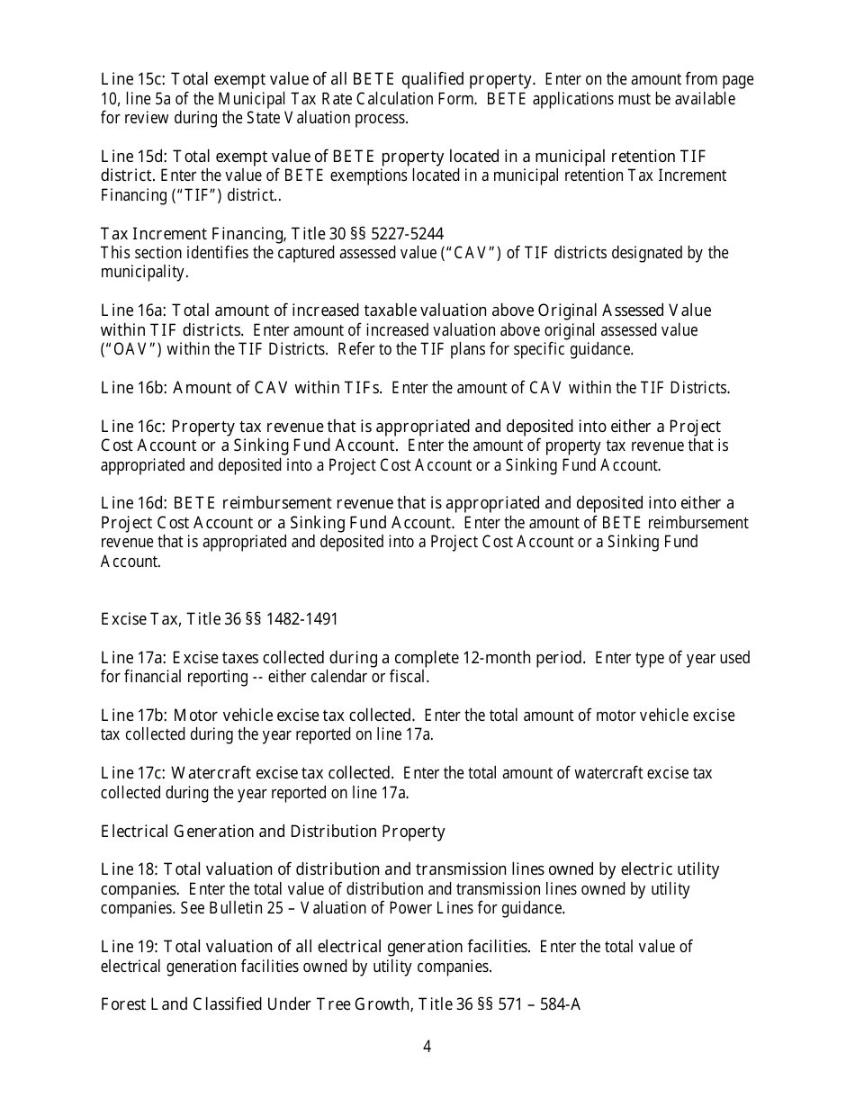 Instructions for Municipal Valuation Return - Maine, Page 4