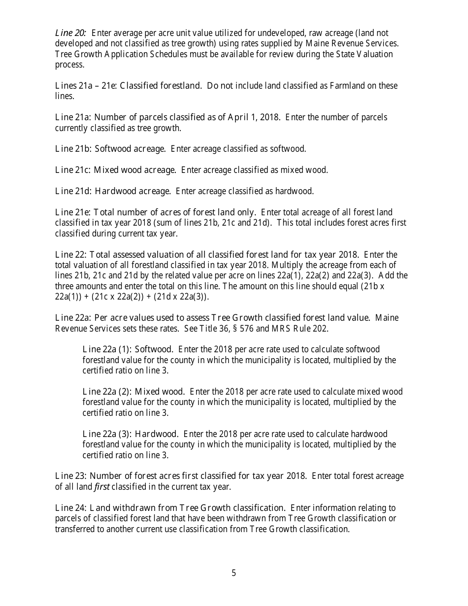 Instructions for Municipal Valuation Return - Maine, Page 5