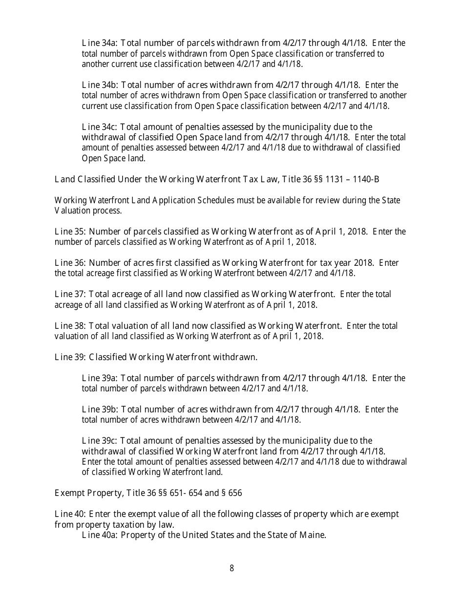 Instructions for Municipal Valuation Return - Maine, Page 8