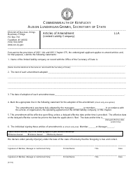 Articles of Amendment (Limited Liability Company) - Kentucky