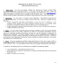 Application for CPA License: International Reciprocity - Idaho, Page 2