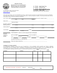 Application for CPA License: International Reciprocity - Idaho, Page 3