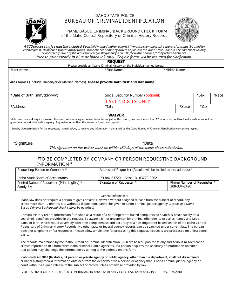 Application for CPA License: International Reciprocity - Idaho, Page 7