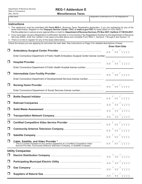 Form REG1 Addendum E Fill Out, Sign Online and Download Printable
